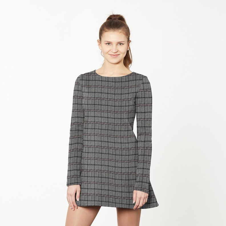 Tessuto jacquard in maglia a quadri – nero/bianco,  image number 5