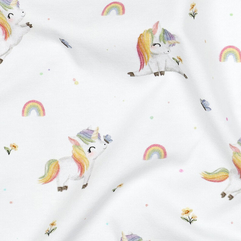 GOTS jersey di cotone Unicorni stampa digitale | by Poppy – bianco,  image number 2