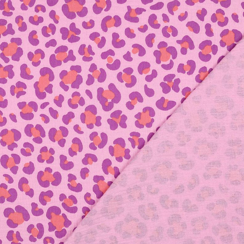 mussolina / tessuto doppio increspato Stampa leopardata colorata | Poppy Fabrics – violetto, image number 4