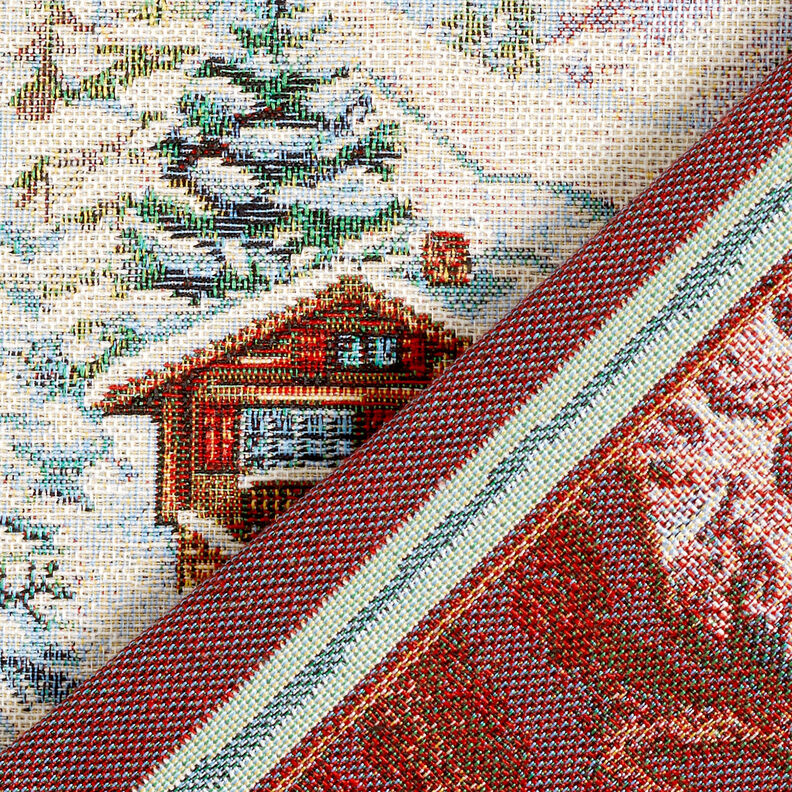 taglio di tessuto arredo gobelin Pupazzo di neve – rosso carminio/beige chiaro, image number 4