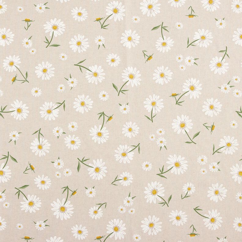 tessuto arredo mezzo panama Margherite sparse – naturale/bianco,  image number 1