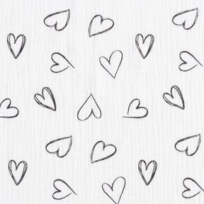 mussolina / tessuto doppio increspato cuori disegnati – avorio, 