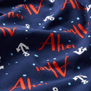 jersey di cotone Ehilà marinai! – blu marino/rosso fuoco, 