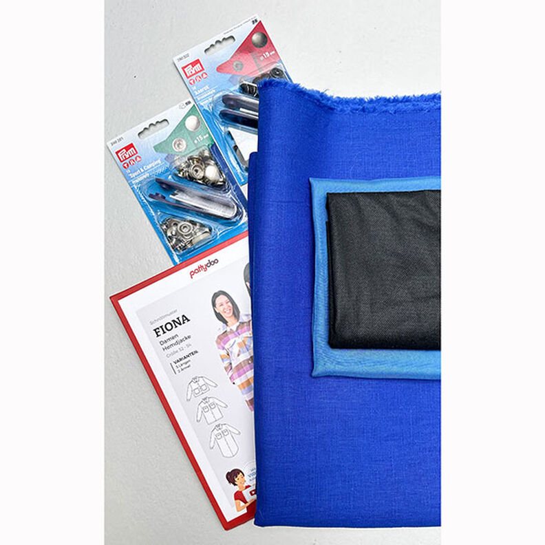 Tessuto di lino misto Ramie medio – blu reale,  image number 15