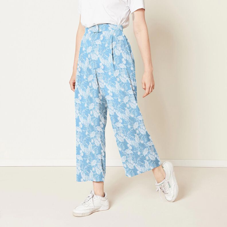 Palme in cotone chambray – azzurro/avorio,  image number 5