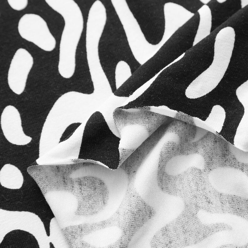 Jersey di viscosa con fantasia leopardata astratta – nero/bianco, image number 3