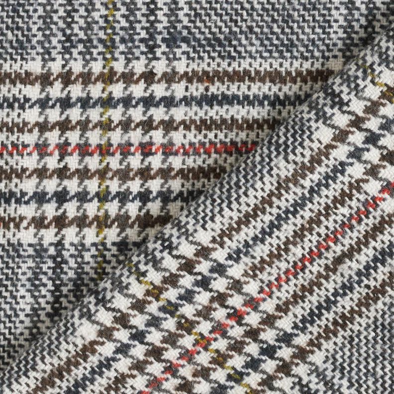 Tessuto per cappotto misto cotone Principe di Galles – bianco/blu notte,  image number 5