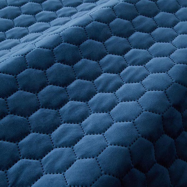 tessuto tappezzeria velluto trapuntato motivo a nido d’ape – blu marino,  image number 2