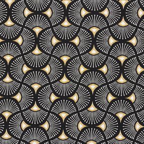 tessuto arredo Jacquard piccoli ventagli – nero/oro, 