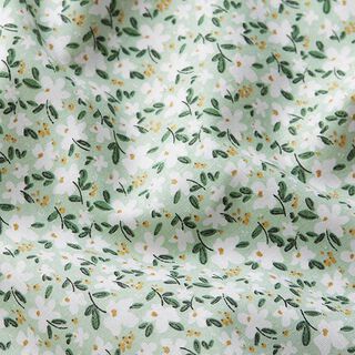 Popeline di cotone biologico con delicati fiori – menta chiaro, 