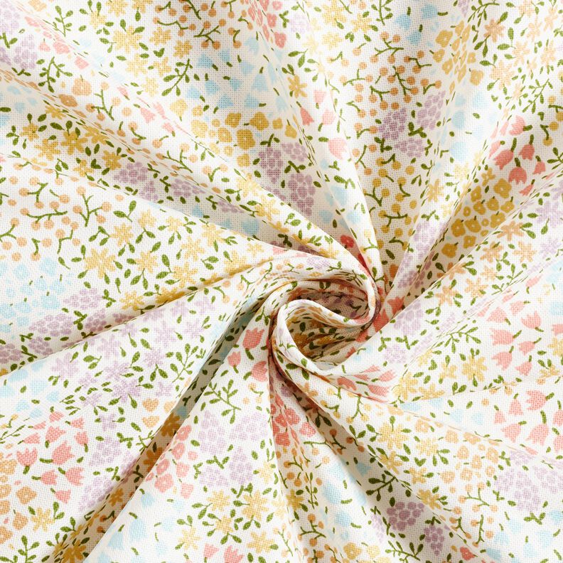 tessuto arredo mezzo panama Mini fiori colorati – avorio/rosa,  image number 3