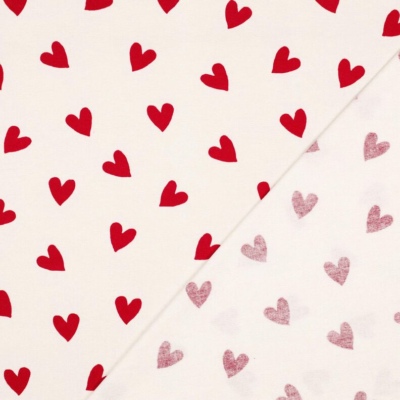 flanella di cotone cuori | Poppy Fabrics – avorio/rosso carminio,  image number 4