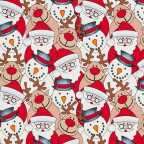 French terry, felpa estiva Renna, Babbo Natale e pupazzo di neve – bianco lana, 