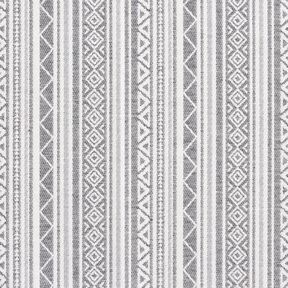 tessuto arredo Jacquard righe stile etnico &ndash; grigio/bianco lana, 