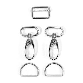 accessori per borse set [ 5-pezzi | 25 mm] – argent metallica, 