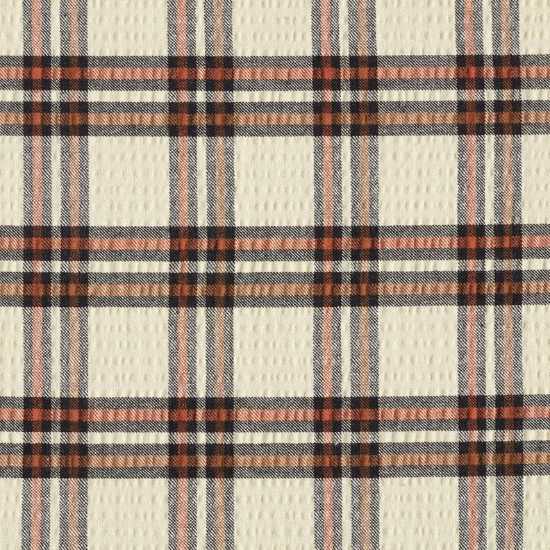 Seersucker a quadri scozzesi – beige/terracotta, image number 1