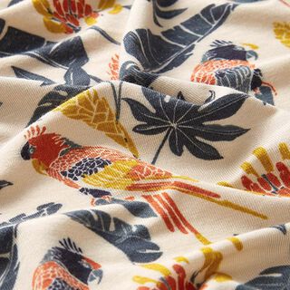 jersey di bambù, uccelli e foglie – beige chiaro | Resto 100cm, 