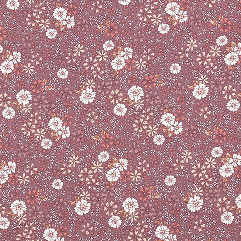 jersey di cotone Prato fiorito – rosa antico scuro,  image number 1