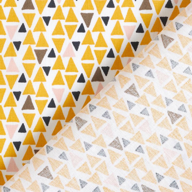 tessuto in cotone cretonne mini triangoli – rosa chiaro/giallo curry,  image number 4