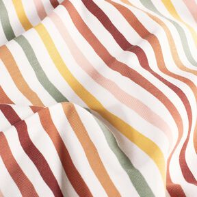jersey di cotone Righe colorate – avorio/canna palustre, 