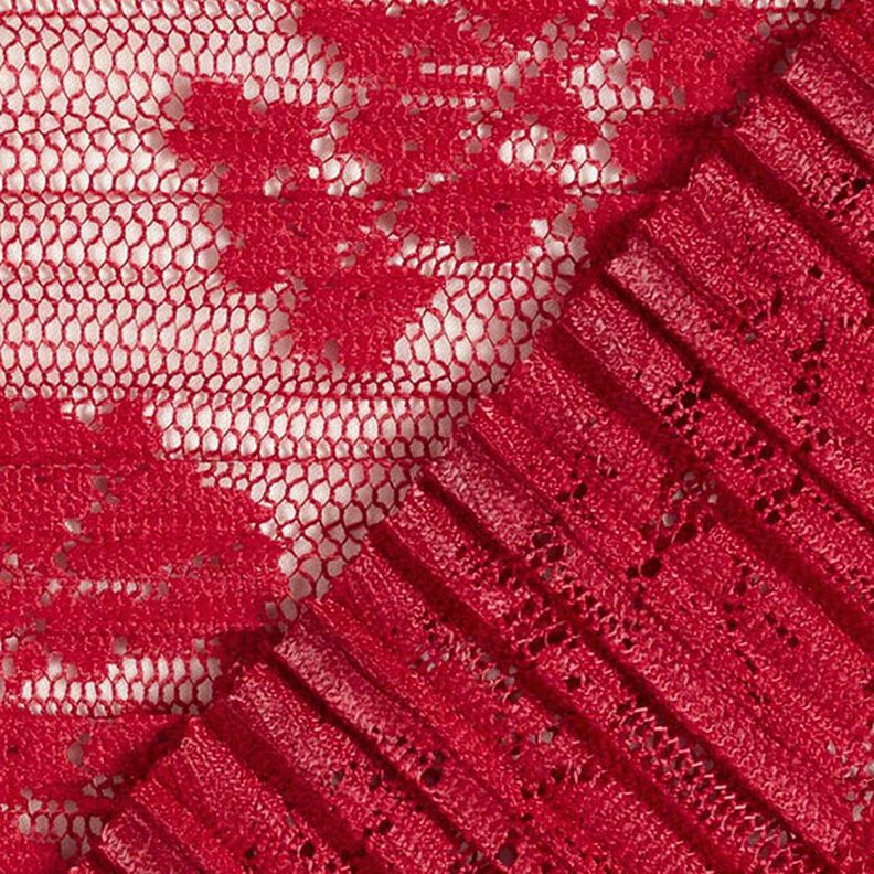 Pizzo plissettato con fiori – rosso carminio,  image number 6