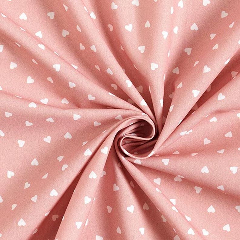 Popeline di cotone biologico con cuori sparsi – rosa anticato,  image number 3