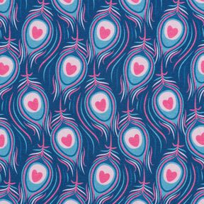 jersey di cotone Pavone | Stoff&Liebe – blu reale/rosa fucsia acceso, 