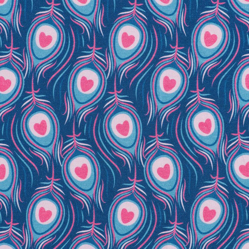 jersey di cotone Pavone | Stoff&Liebe – blu reale/rosa fucsia acceso,  image number 1