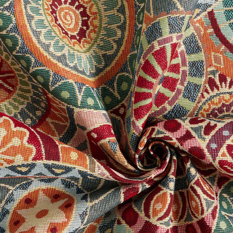 tessuto arredo gobelin Cerchi variopinti – rosso carminio/beige chiaro, image number 3