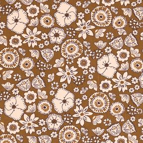 tessuto in cotone cretonne Fiori retrò – verde oliva/rosé, 