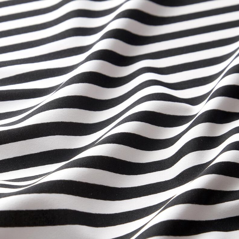 Tessuto per costumi da bagno a righe sottili – nero/bianco,  image number 2