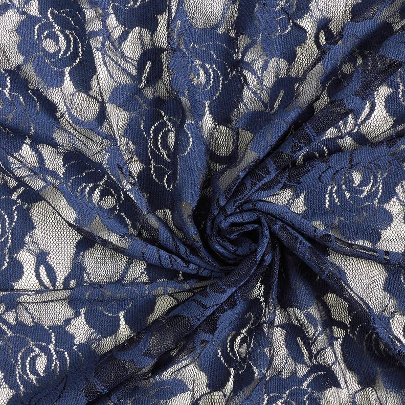morbido tessuto a rete pizzo Rose – blu marino,  image number 3