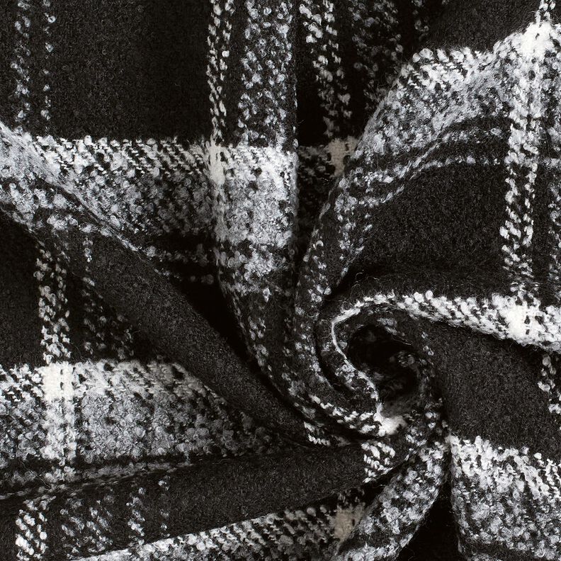 tessuto per cappotti Quadrato Boulcé – nero/bianco, image number 3