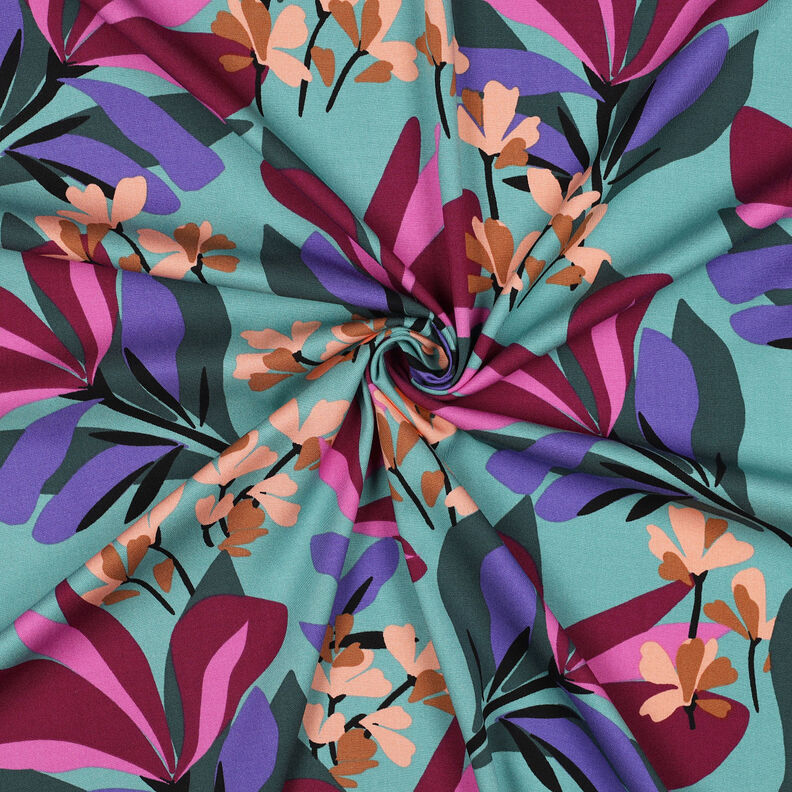 tessuto in viscosa stretch Spring Garden | Nerida Hansen – azzurro/rosso Bordeaux,  image number 3