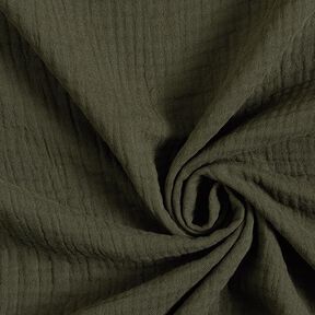 GOTS Mussola di cotone a tre strati – verde oliva, 