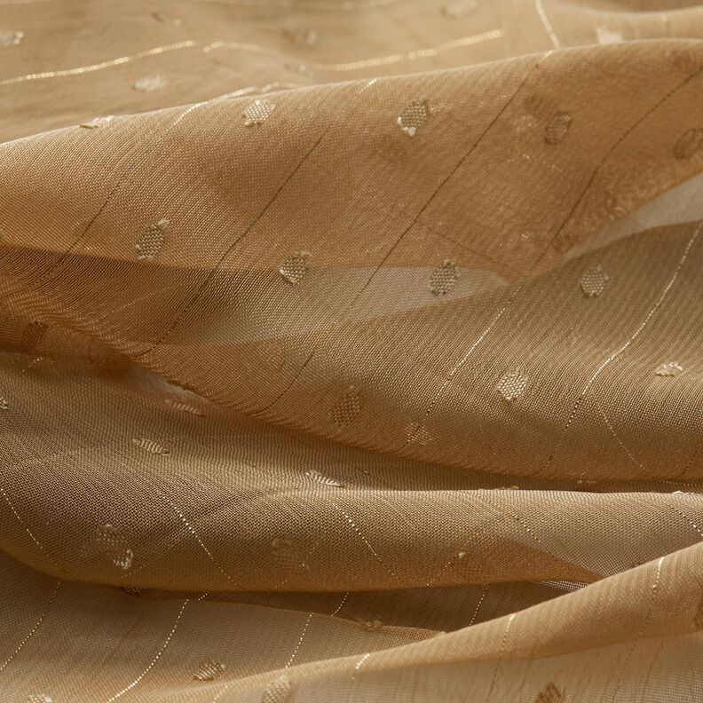 Chiffon Dobby gessato metallizzato – beige scuro/argento effetto metallizzato,  image number 2