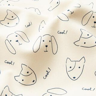 felpa garzata Facce di cagnolini – bianco lana/blu notte, 