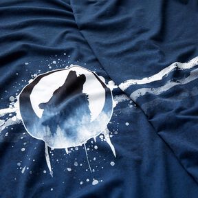 French terry taglio di tessuto Lupo mistico | Glitzerpüppi – blu marino/bianco, 