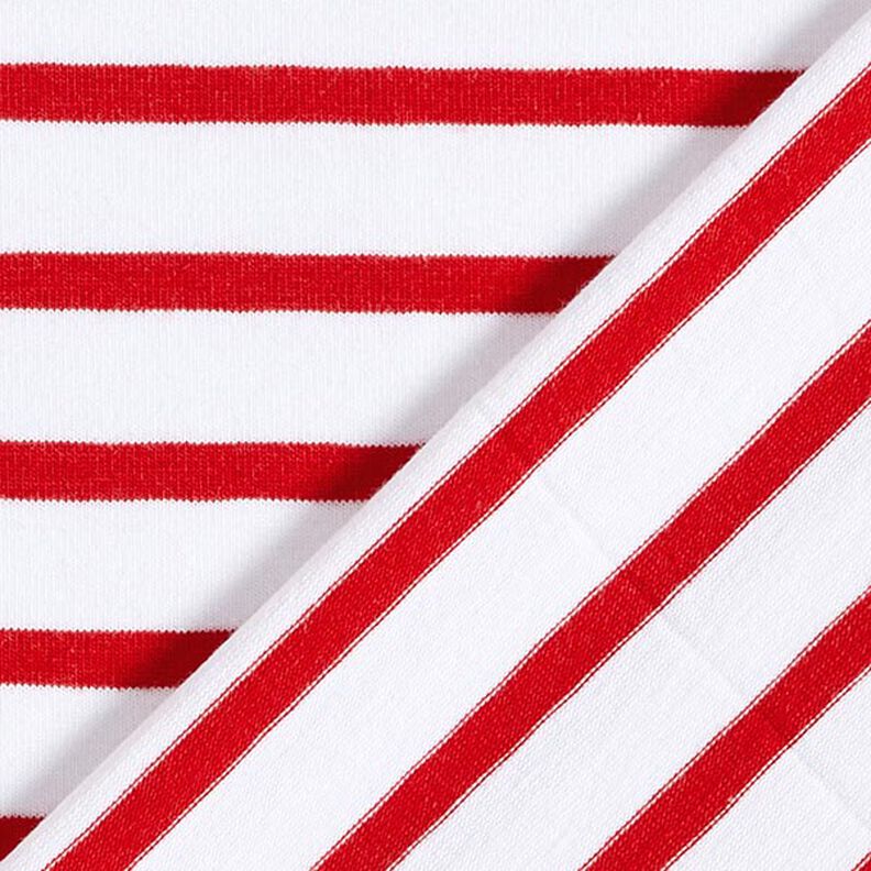 Jersey in cotone a righe strette e larghe – bianco/rosso,  image number 4