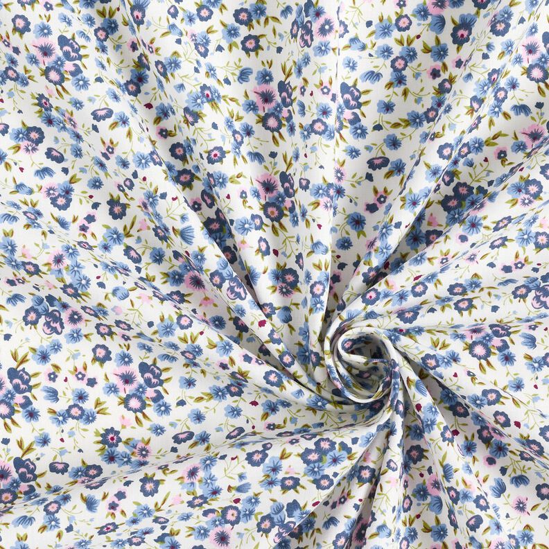 Millefiori in popeline di cotone – bianco/colore blu jeans,  image number 3