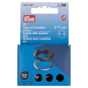 Occhielli con rondelle [20 pezzi | Ø 11 mm] | Prym – nero/argento effetto metallizzato, 