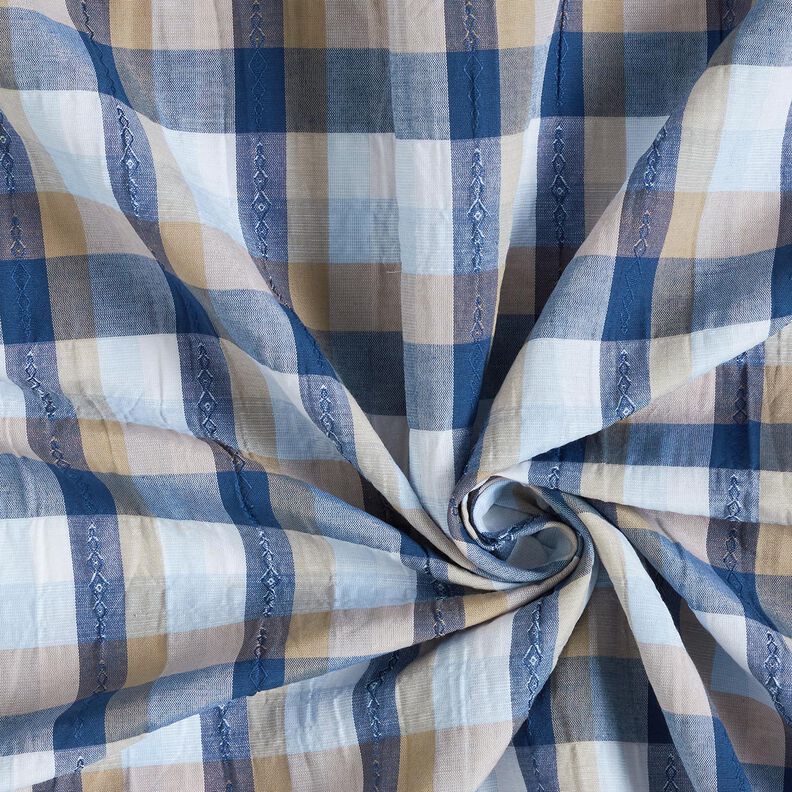 Misto cotone stropicciato a quadri colorati – blu,  image number 3
