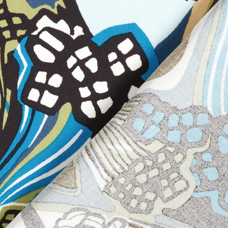 Tessuto in viscosa con fiori e foglie &ndash; nero,  image number 4