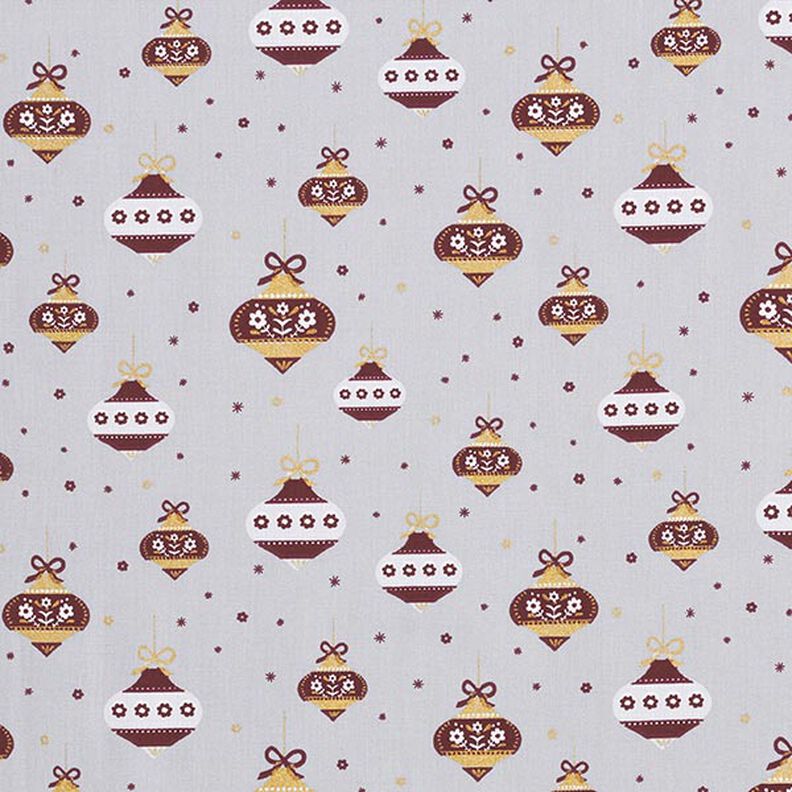 tessuto in cotone popeline palline con punta per albero di Natale – grigio/oro,  image number 1