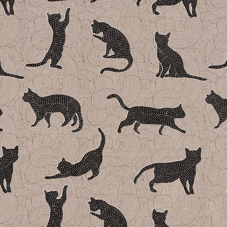 tessuto arredo mezzo panama Gatti – nero,  image number 1