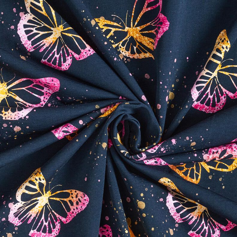 jersey di cotone Farfalle | Glitzerpüppi – blu notte/pink,  image number 3