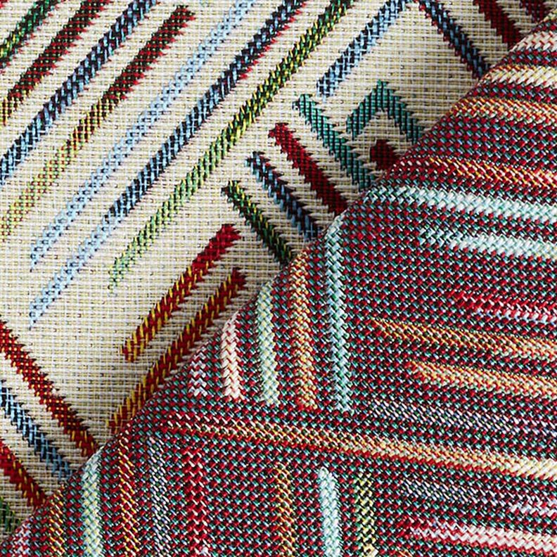 tessuto arredo gobelin Linee a zigzag – beige chiaro/blu, image number 4