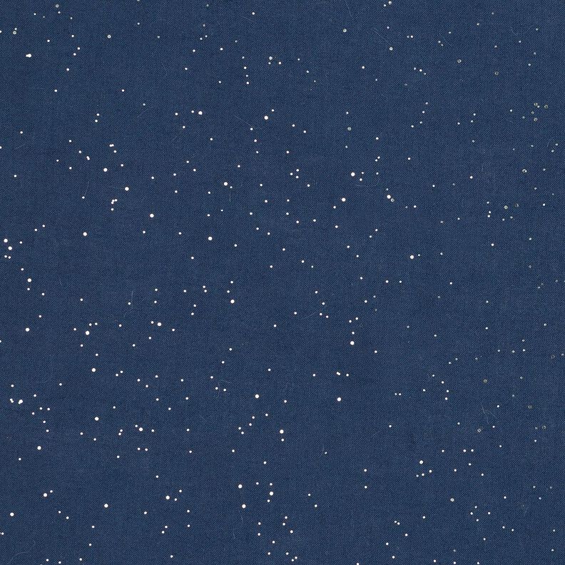 tessuto in cotone popeline stampa laminata Macchie argentate – blu notte/argento effetto, image number 1
