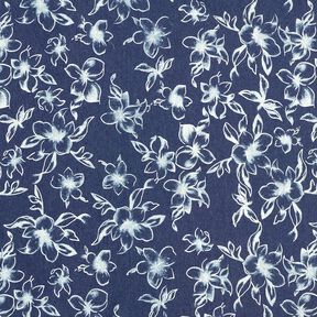 chambray Fioriture estive – blu marino/bianco lana, 
