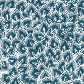 tessuto in cotone cretonne Foglie astratte – blu oceano/avorio, 